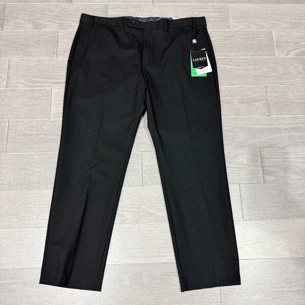 NWT Lauren Ralph Lauren Norton Ultraflex Dress Pants 40x30 Black Flat Front - Picture 5 of 14